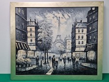 Large Framed Paris Scene Oil