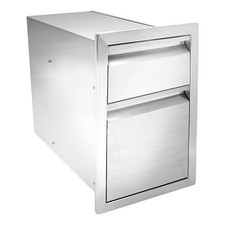 13" x 20.5" x 21" Stainless Steel BBQ Drawers Outdoor Kitchen Island Door Drawer
