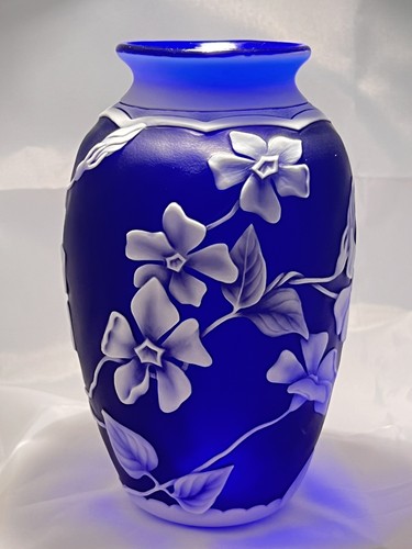 Okra glass one - okra, periwinkle
