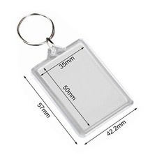 6 Pack 50x35mm Insert Clear Blank Acrylic Plastic Photo Keyrings Personalise UK