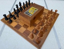 ANTIQUE VINTAGE JAQUES Large 44 x 44cm BOARD 5cm SQUARES & 2” Tall Chess Pieces