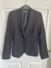 Ladies Black Zara One Button Blazer Jacket Size XS