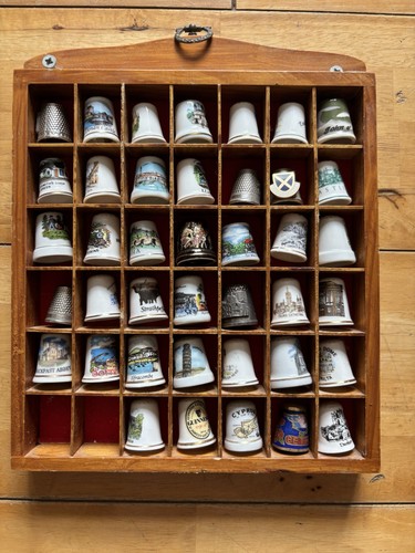 Wooden thimble display case