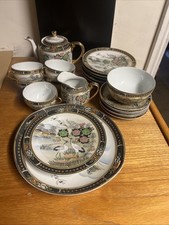 Beautiful Genuine Samurai Hand Painted Japanese Teaset Cups Saucers and Teapot