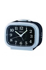 Seiko Black Bedside Bell Alarm Clock with Light & Snooze 10cm QHK060A