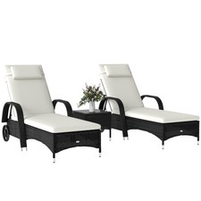 Outsunny 3 PCS Rattan Lounger