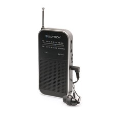 Small Personal Radio Portable Battery Operated AM/FM with Earbud Earphones Black