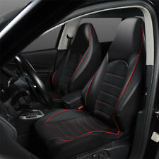 Black Red Car Front Seat Covers Cushions Protectors Synthetic Leather Accessory