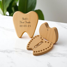 Personalised Baby Boys Girls Keepsake Wooden Tooth Fairy Milk Teeth Storage Box