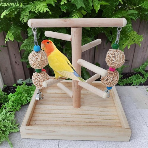Wood parrot playstand - wood,