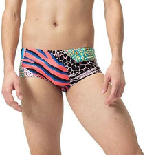 SPEEDO MENS CLUB 13.5cm SWIM BRIEFS.ALLOVER DIGITAL SWIMMING SHORTS TRUNKS W24