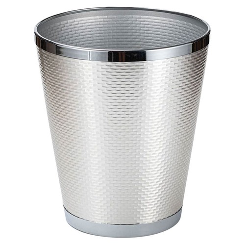 Silver metal garbage bin - silver,