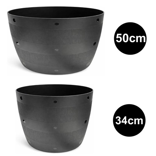 Plastic plant barrel planter - plastic,