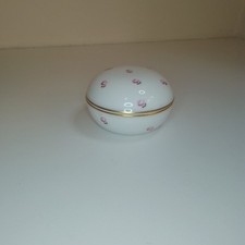 Augarten Wien Austria Lidded Porcelain Dish – Hand Painted Flowers & Gilded Rim