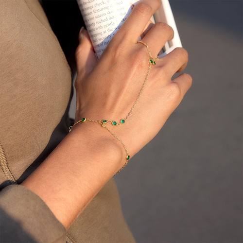 Gold tone hand chain bracelet - gold,