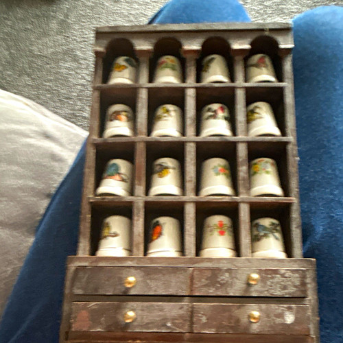 Wooden thimble display case - wooden,