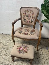 Armchair Chair With Stool Armchair Chippendale Shabby 60s Tapestry Antique