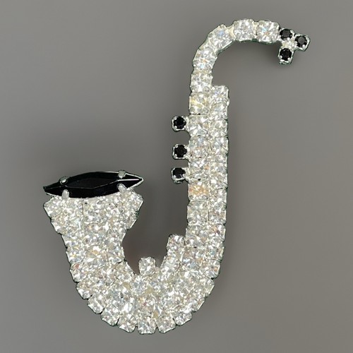 Sparkly saxophone brooch - sparkly, pin