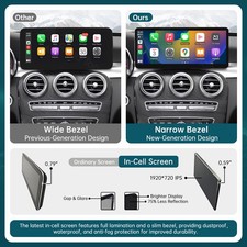 12.3"Wireless CarPlay Touch Screen Ultra-thin For Benz C V Class GLC 2015-2019