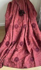 FABULOUS BESPOKE VINTAGE HEAVY QUALITY BESPOKE CRANBERRY/ WINE BROCADE CURTAINS 