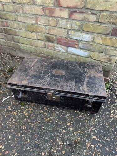 Antique military metal trunk - military,