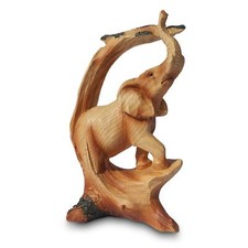 Wood effect resin Stately ELEPHANT UNDER TREE ORNAMENT