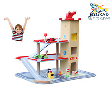 HYGRAD Kids Wooden Car Park Garage Toy Parking Lot Educational Toy Pretend Play