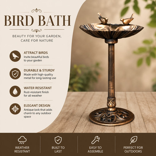 Vintage bronze bird - bronze, bath