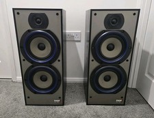 B&W DM220 Speakers Pair - Ebony Black - Vintage Bowers & Wilkins TESTED WORKING