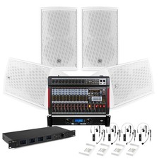 PA Speaker System with 8x Wireless Headset Microphones and Stage Mixer - PDW8W