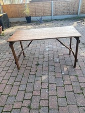 Vintage Folding Wooden Trestle Table Marked King George VI