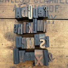 Vintage Wooden Printing Printers Blocks Full Alphabet A To Z Mixed Size & Font