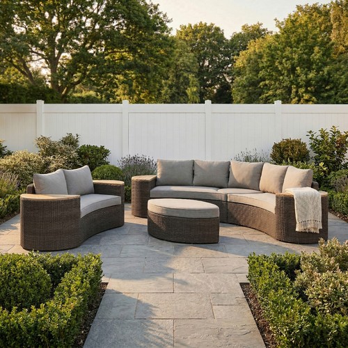 Seater brown rattan curved - brown,