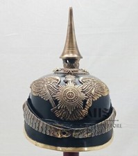 German Cap Prussian Officer Costume Leather Pickelhaube Helmet WW1 WW2 Spiked