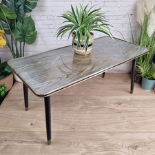 Vintage Mid Century Formica Glass Coffee Table Dansette Legs Atomic Style Retro