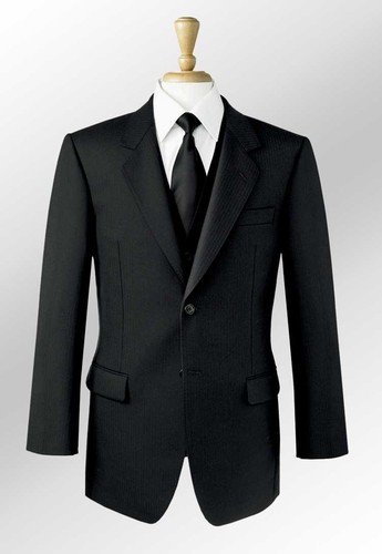 Black wool herringbone jacket - black,