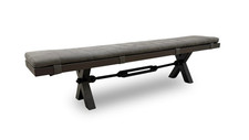 Furniture Village Bodahl 'Terra'  Dining Bench + Grey Pad Smoked Solid Oak 220cm