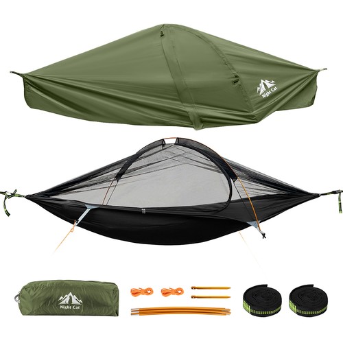 Night cat camping - camping, hammock