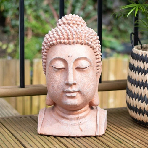 Large terracotta effect buddha - terracotta,