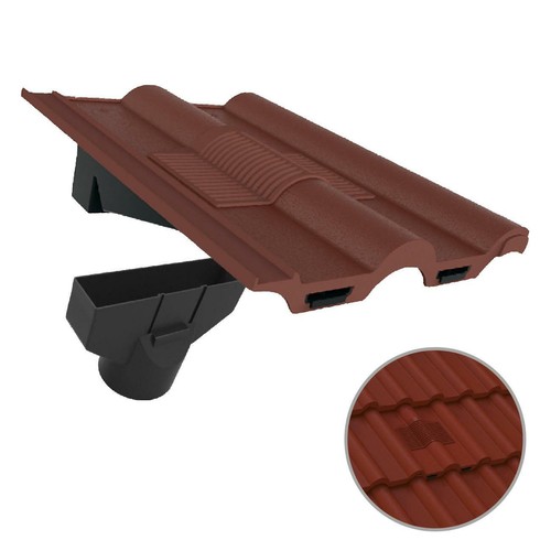 Antique red double roman roof - red,