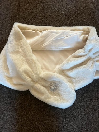 Cream faux fur stole with - cream,