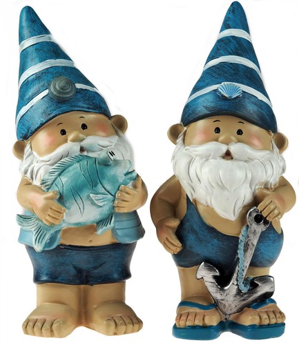 Blue 21cm novelty garden gnome - 21cm,