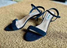 DUNE London MONNROW Women's Kitten Heel Sandals Size 4 (37) Navy Blue