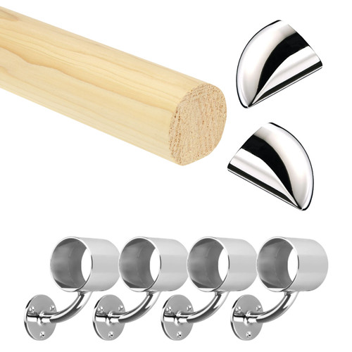 Pine round mopstick - mopstick, handrail