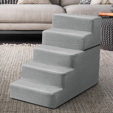 Aid Climber Dog Stair For Bed Sofa Cats Ladder Ramp With Removable Grey Cover UK