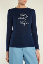Bella Freud Starry Starry Nights Metallic Sparkle Blue Jumper Size XS