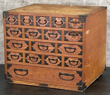 Japanese Antique Wooden Box Medicine Cabinet KOHIKIDASHI 16.6×14.3×14.3inch Rare