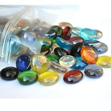50 Mixed Decorative Glass Pebbles Stones Gems for Weddings Events Mosaic Craft