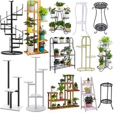 Indoor Outdoor Plant Stand Flower Pot Display Metal/Wooden Shelf Rack Home Décor
