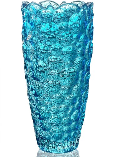 Blue glass vase for flowers - vase,